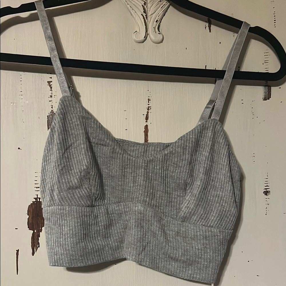 Gray Ribbed Women's Top - Picture 3 of 9